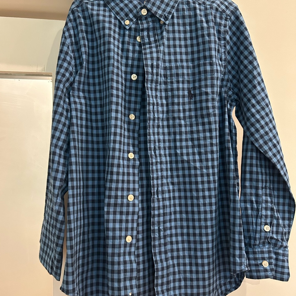 Ralph Lauren Blue and Black Casual Button Down Shirt